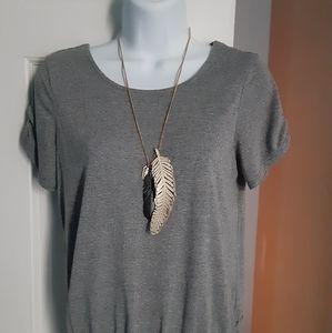 Coach feather necklace Gold black white